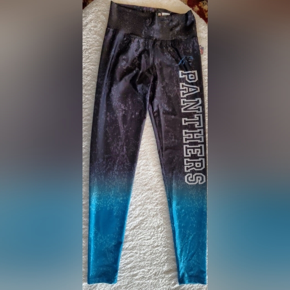 NWT NFL Carolina Panthers Football Leggings LG Women Stretch Pants - Picture 1 of 8